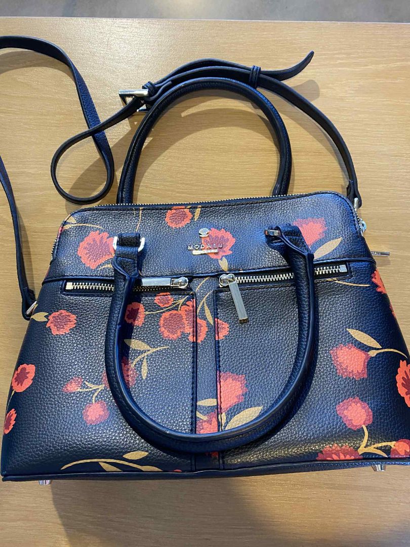 Black & Red floral Modalu Bags, 30cm x 24cm x 12cm