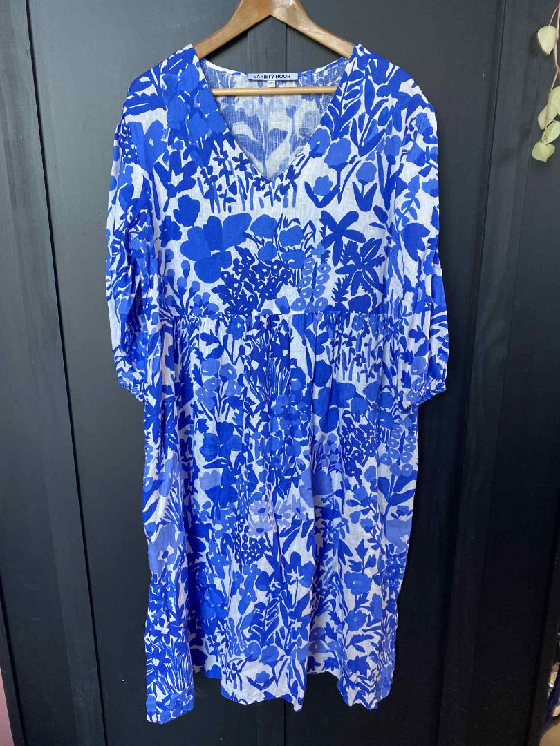 Blue & White Varity Hour Dress, L