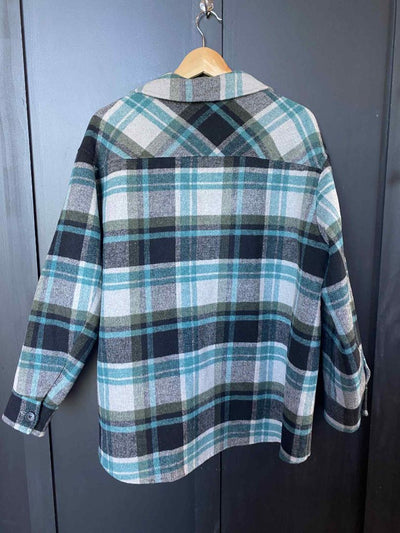 Green check Max Shacket, oversized 12