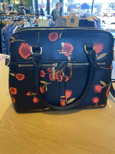 Black & Red floral Modalu Bags, 30cm x 24cm x 12cm