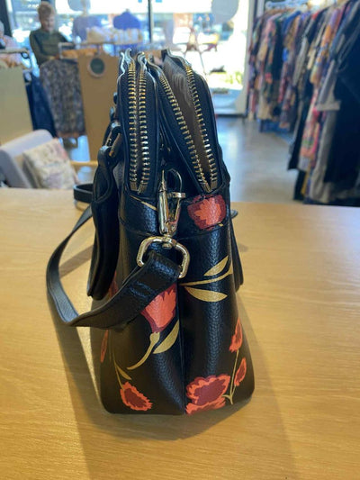 Black & Red floral Modalu Bags, 30cm x 24cm x 12cm
