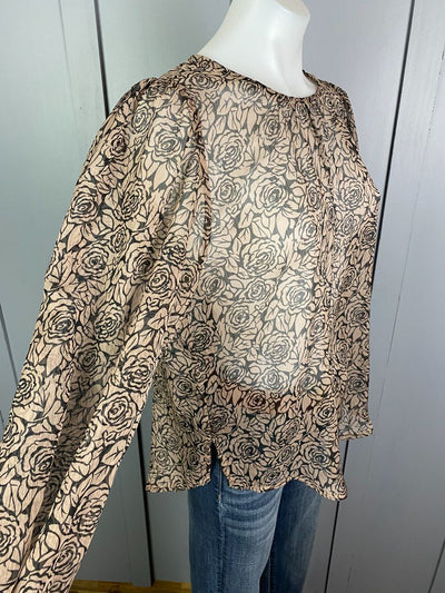 Blush & Black floral print By Rosa Top, 10