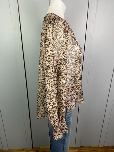 Blush & Black floral print By Rosa Top, 10