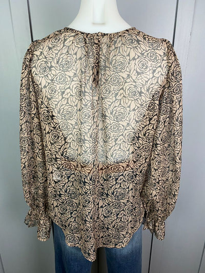 Blush & Black floral print By Rosa Top, 10