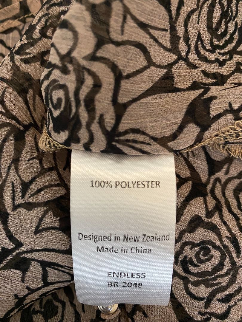 Blush & Black floral print By Rosa Top, 10