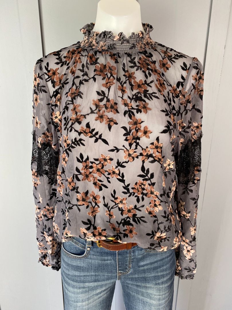 Grey & floral Drama the label Top, 10
