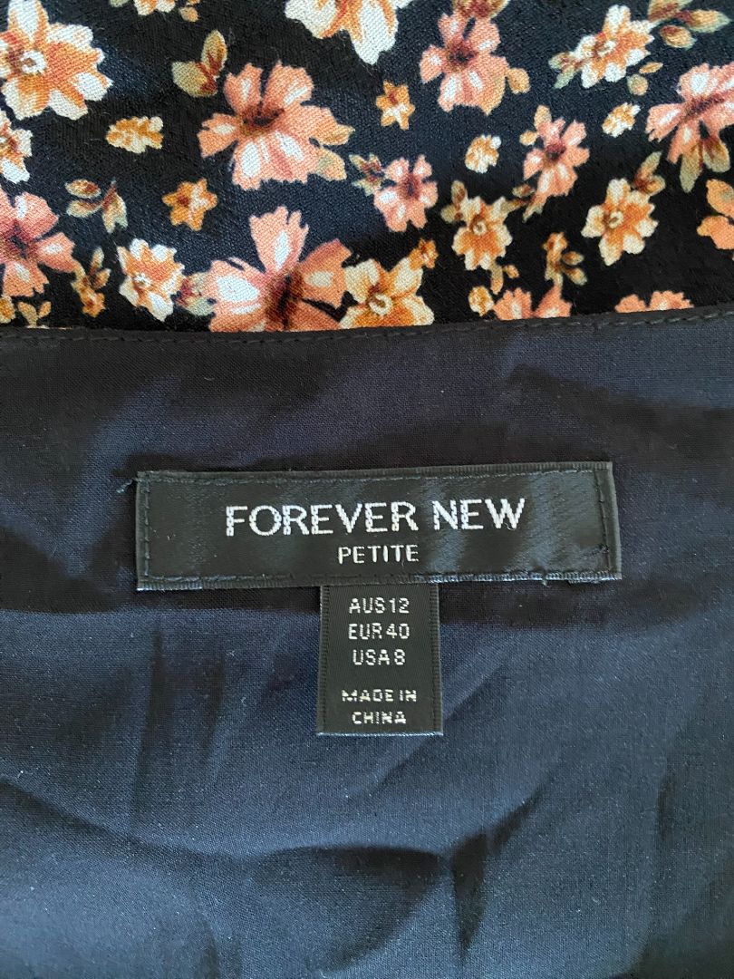 Black & Multi floral Forever New Dress, 12