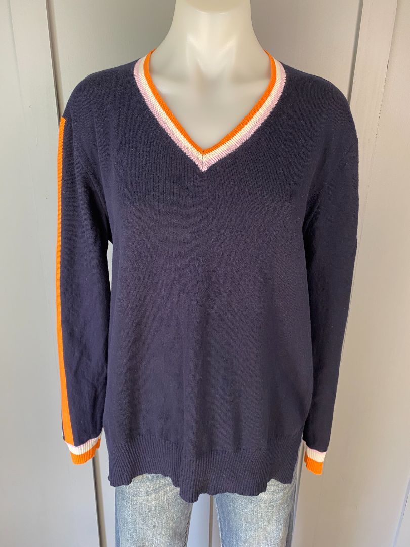 Navy & Multi stripe Zaket & Plover Light weight jumper, L