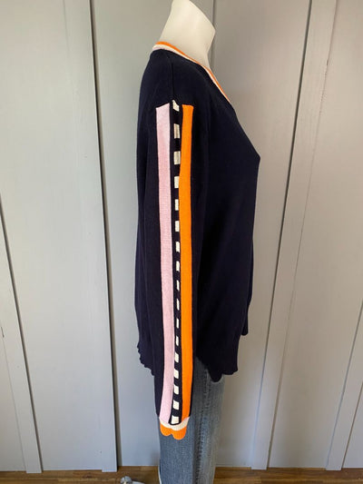 Navy & Multi stripe Zaket & Plover Light weight jumper, L