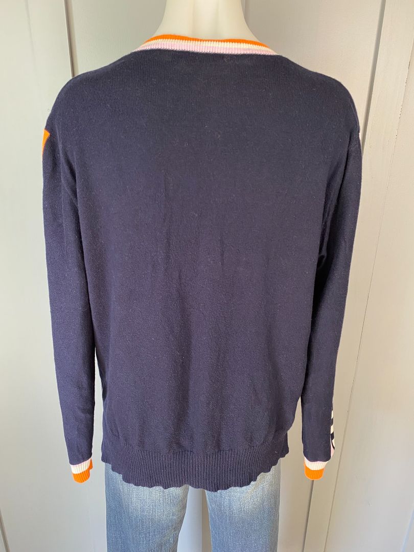 Navy & Multi stripe Zaket & Plover Light weight jumper, L