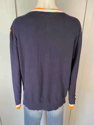 Navy & Multi stripe Zaket & Plover Light weight jumper, L