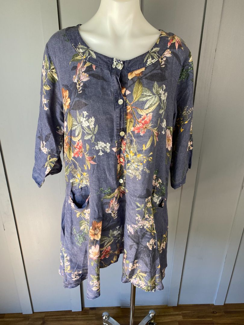 Blue Floral Helga May Tunic, O/S