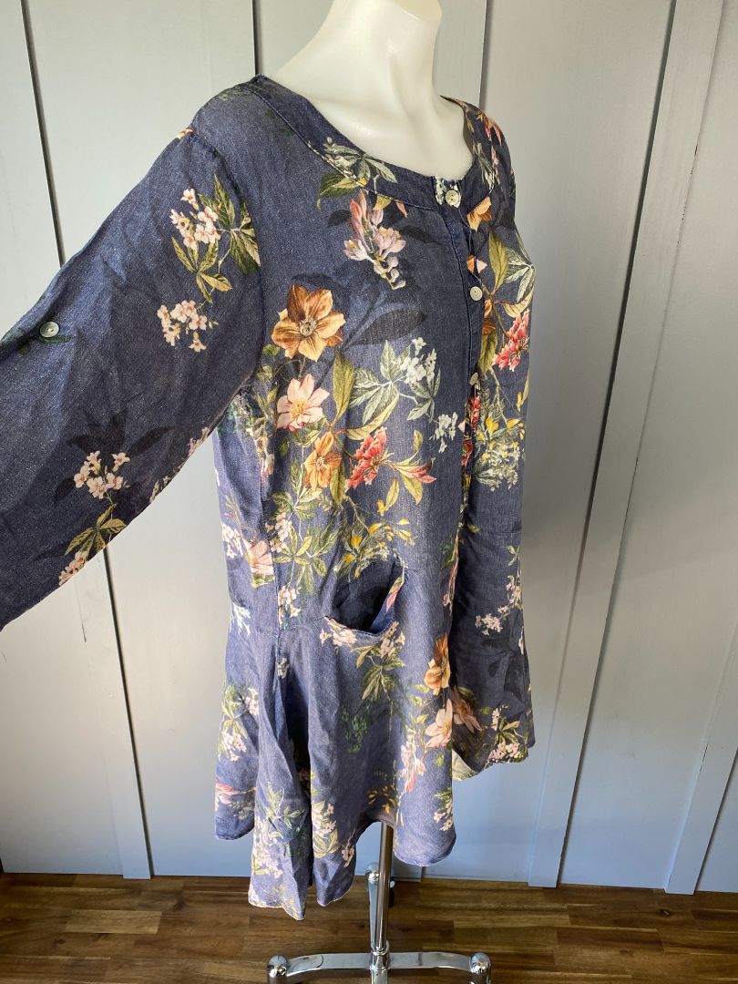 Blue Floral Helga May Tunic, O/S