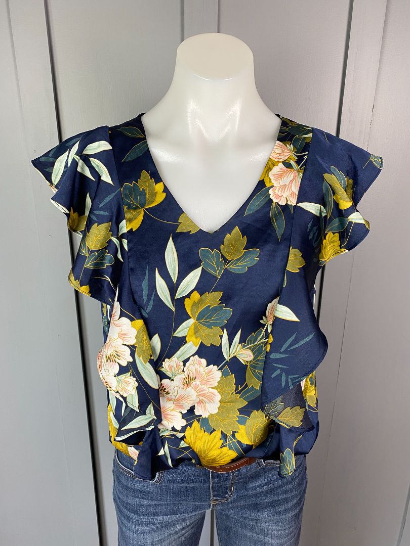 Navy floral Zafina Tops, 10