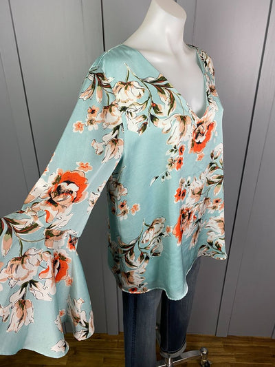 Blue & Multi floral Charlo Top, 14