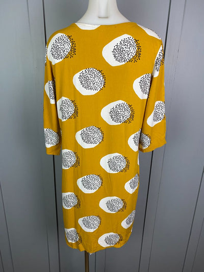 Yellow Ochre & White print Elm Dress, 12