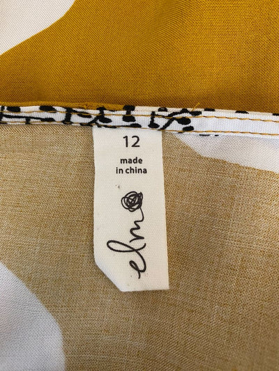 Yellow Ochre & White print Elm Dress, 12