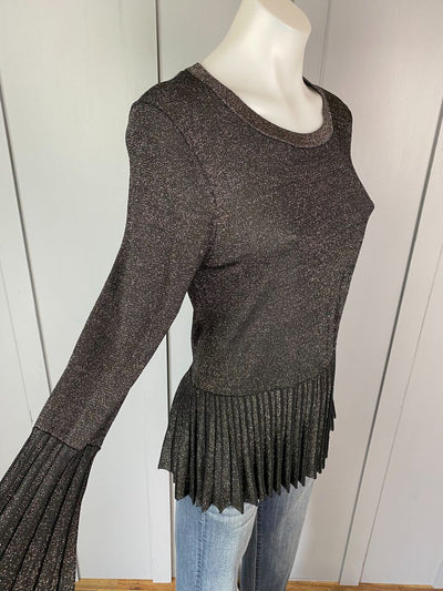 Black & Silver metallic Cable Melbourne Top, S