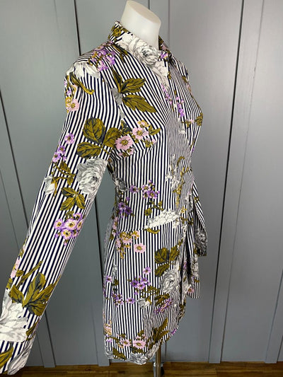 BNWT Navy & White stripe & Floral Warehouse UK Dress, 10