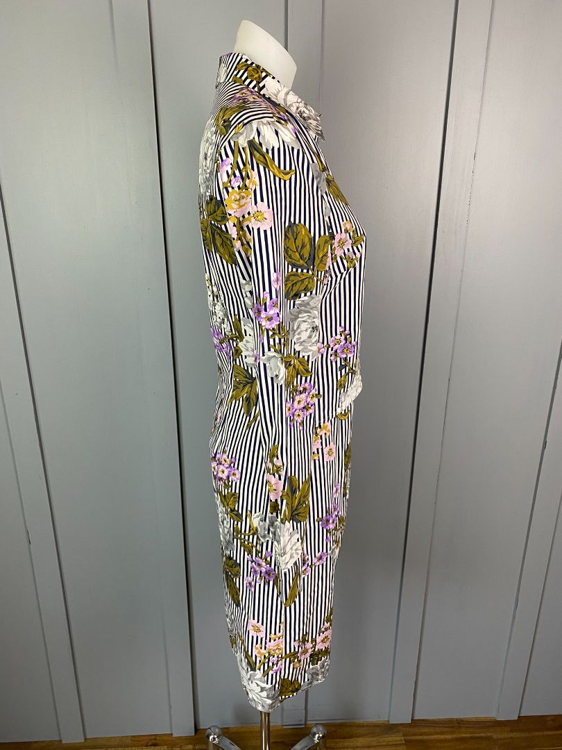 BNWT Navy & White stripe & Floral Warehouse UK Dress, 10