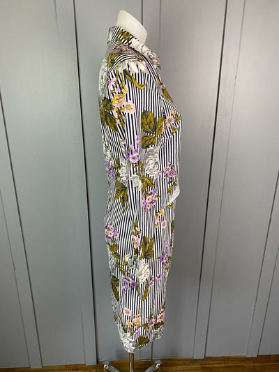 BNWT Navy & White stripe & Floral Warehouse UK Dress, 10