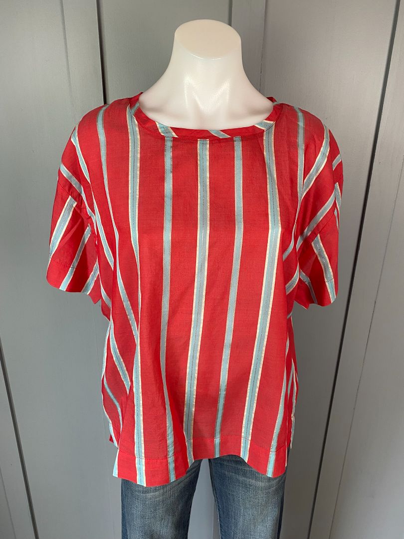 Red, Blue & Silver stripe Briarwood Top, S