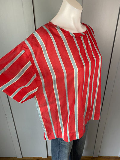Red, Blue & Silver stripe Briarwood Top, S