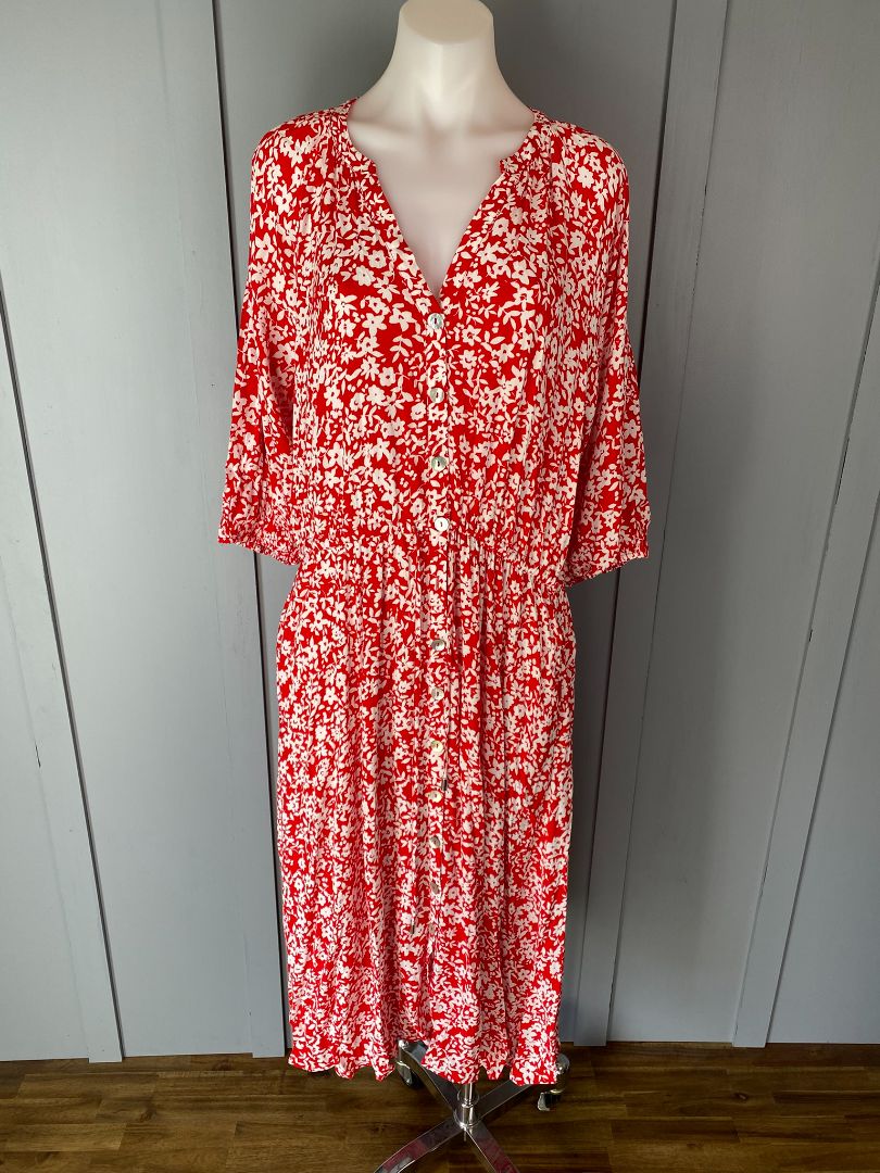 Red & White print Whistle Dress, 16