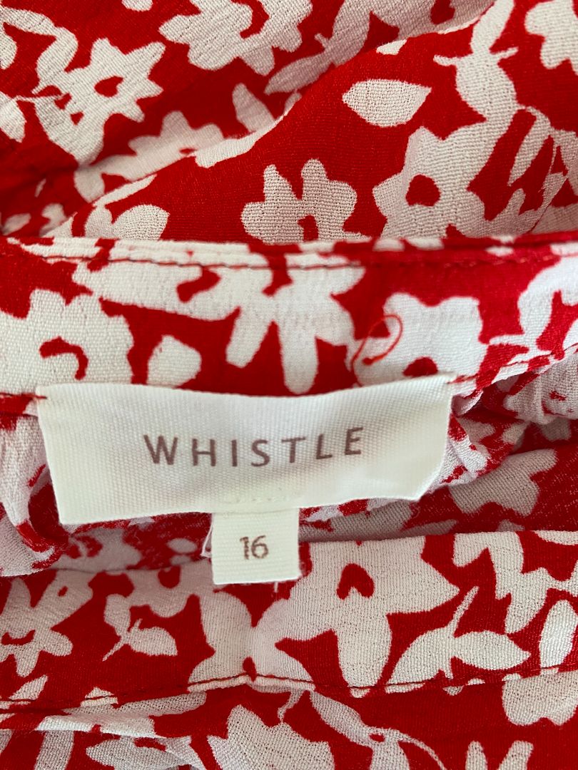 Red & White print Whistle Dress, 16