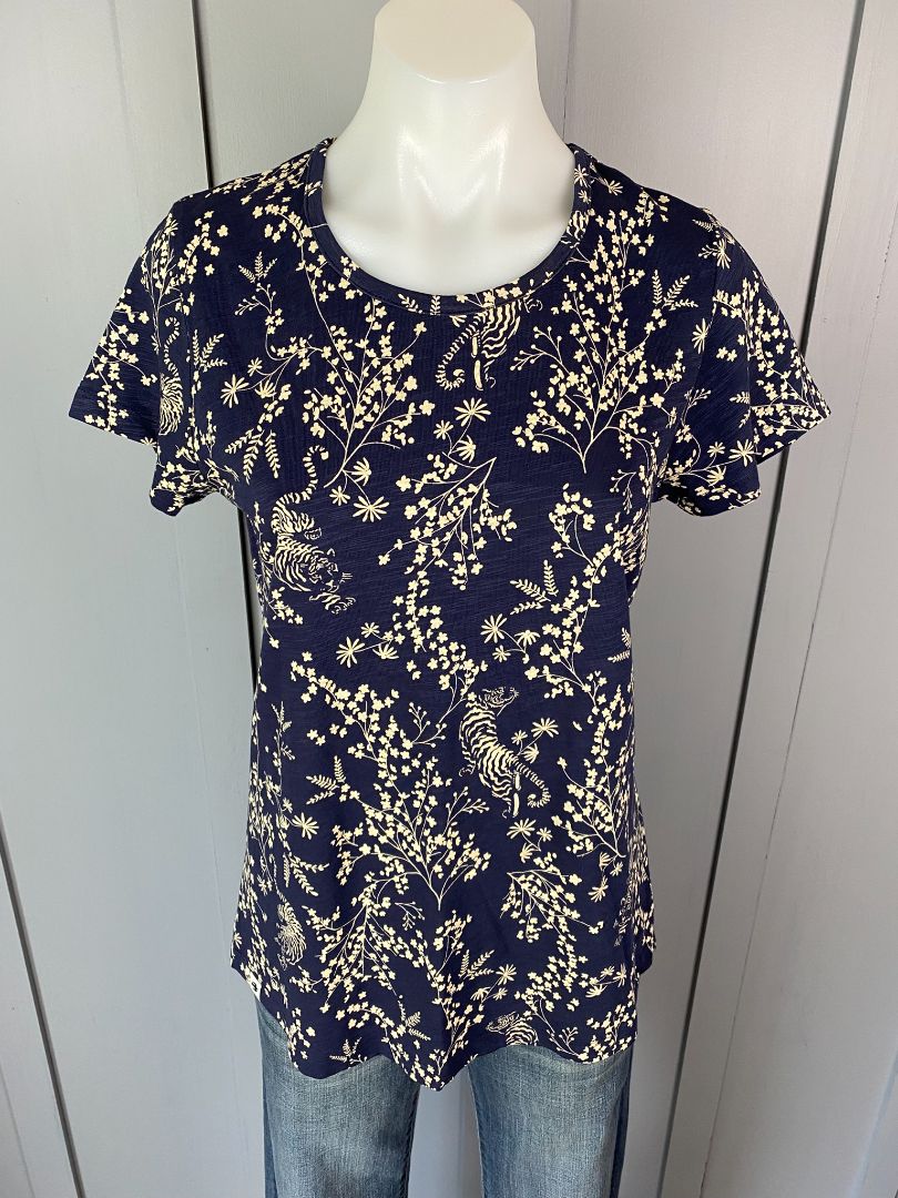 Navy & Beige print Brakeburn Tee, 8