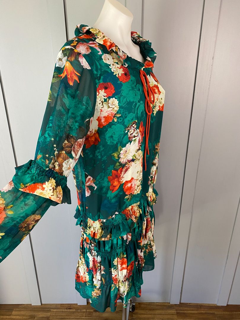 Green & Multi floral Augustine Dress, S