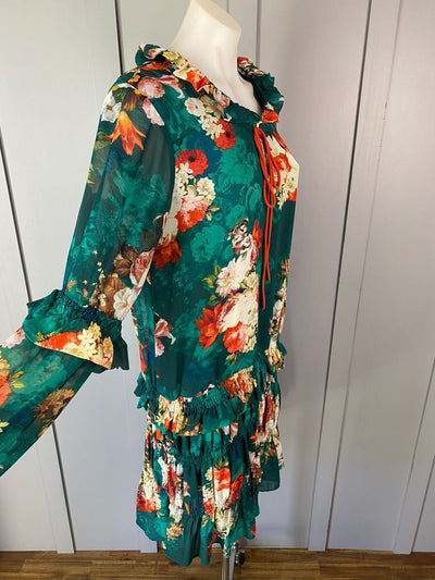 Green & Multi floral Augustine Dress, S