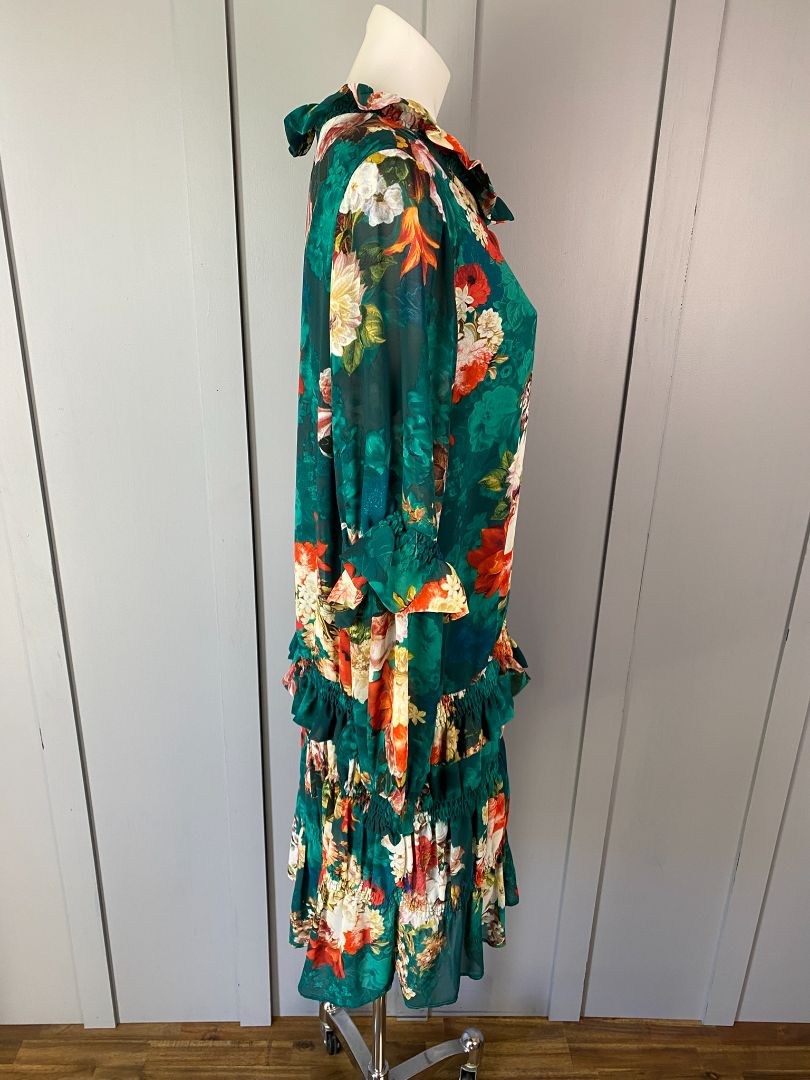 Green & Multi floral Augustine Dress, S