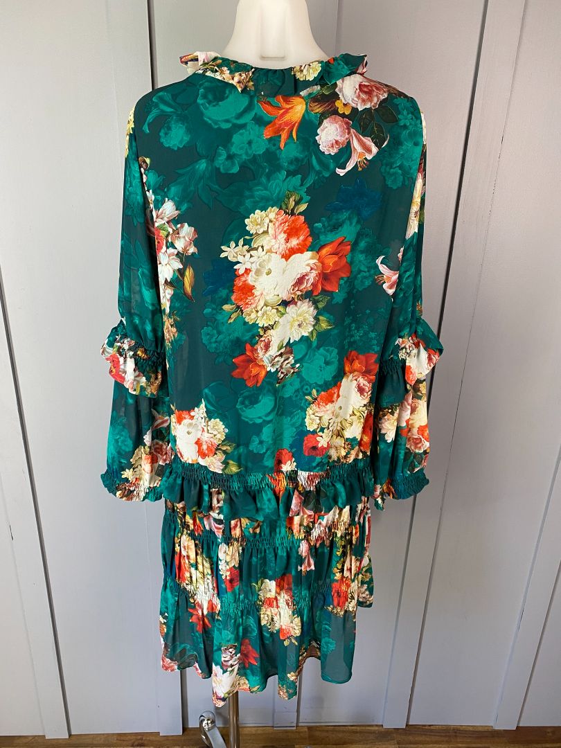 Green & Multi floral Augustine Dress, S