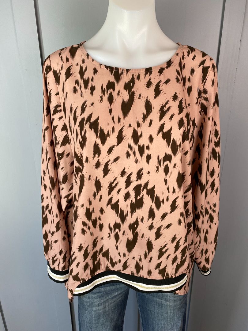 Pink & Brown print Zafina Top, 16