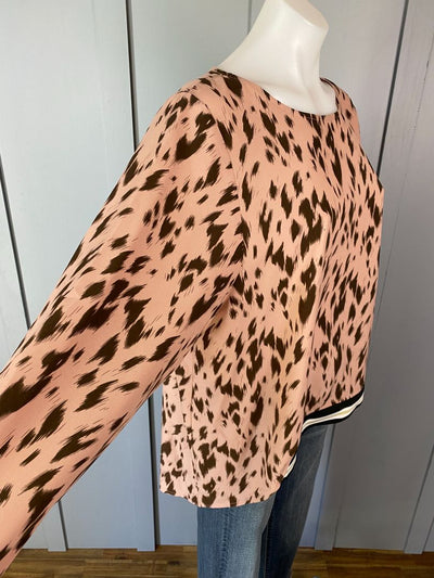 Pink & Brown print Zafina Top, 16