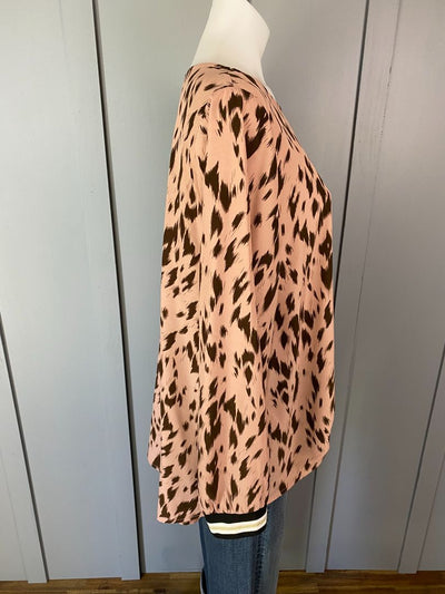 Pink & Brown print Zafina Top, 16