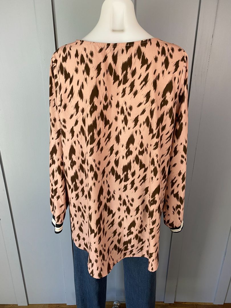 Pink & Brown print Zafina Top, 16