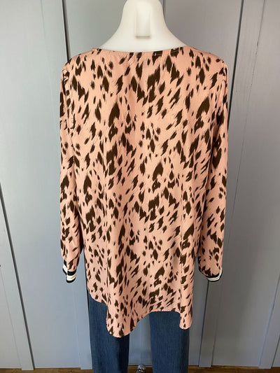 Pink & Brown print Zafina Top, 16