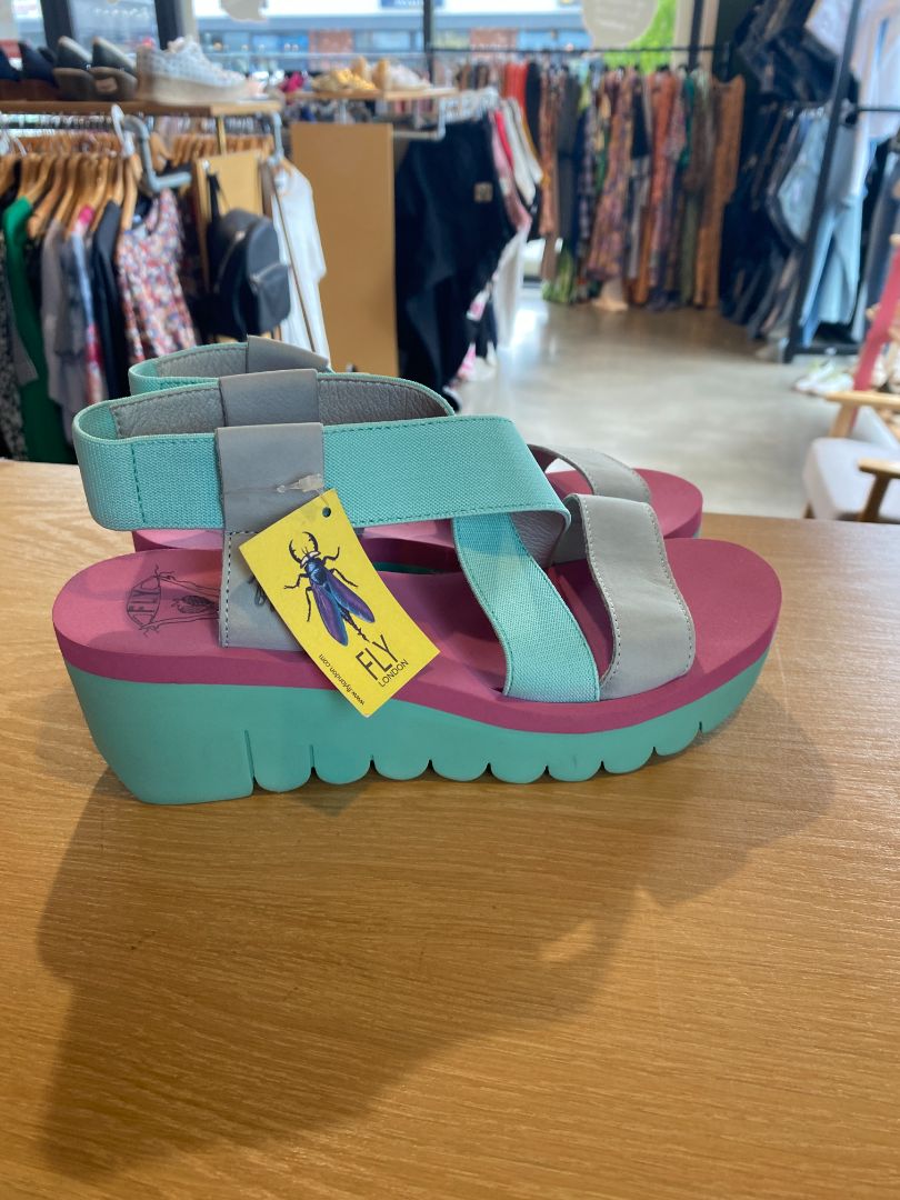 BNWT Pink & Green Fly London Sandals, 38
