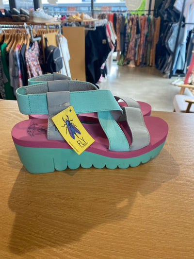 BNWT Pink & Green Fly London Sandals, 38