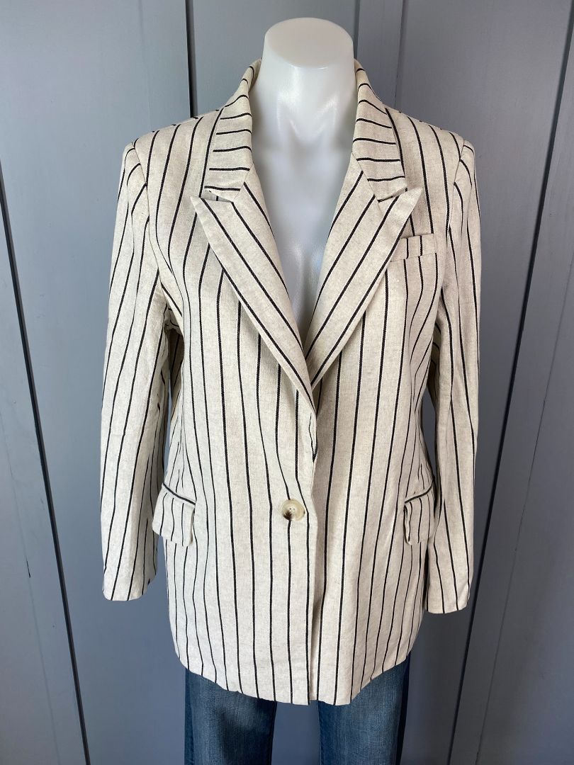 Oatmeal & Black stripe Moss Blazer, 12