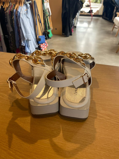 White & Gold Cafe Noir Shoes, 40
