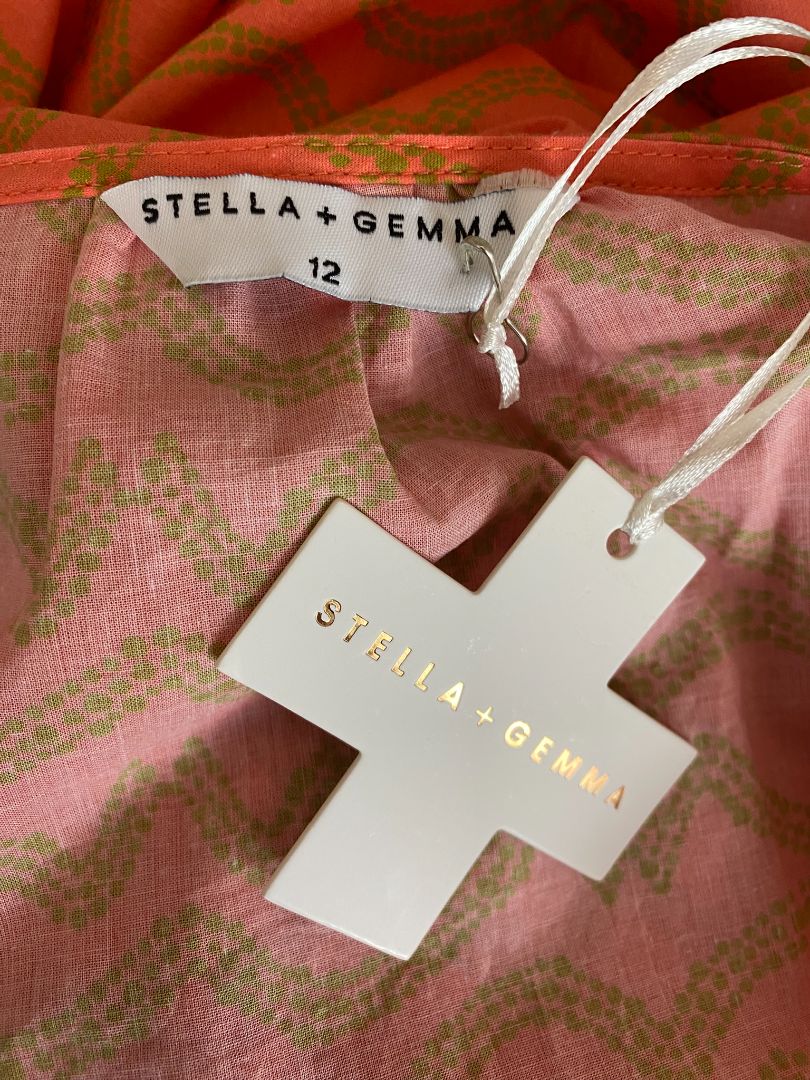 BNWT Coral Pink & Green print Stella + Gemma Dress, 12