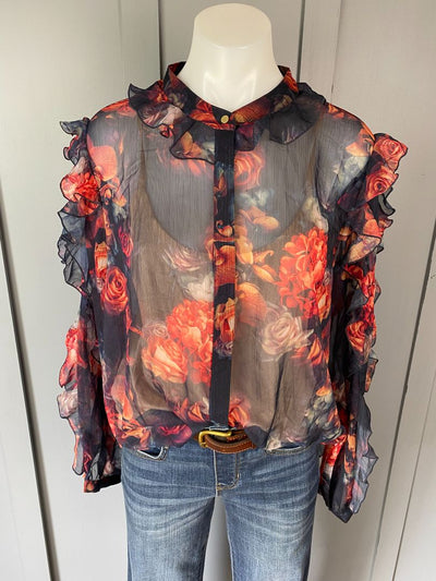 Dark floral Fate + Becker Tops, 14