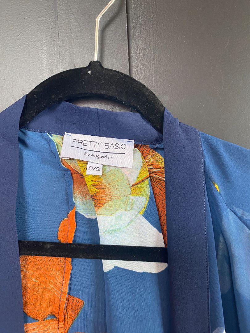 Teal flora Pretty Basics by Augustine Kimono, O/S