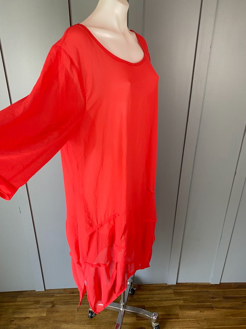 Coral Red Cashews Dress, 16