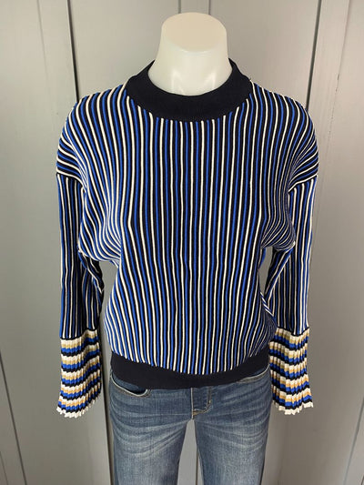 Blue, black & white Cooper Tops, XS