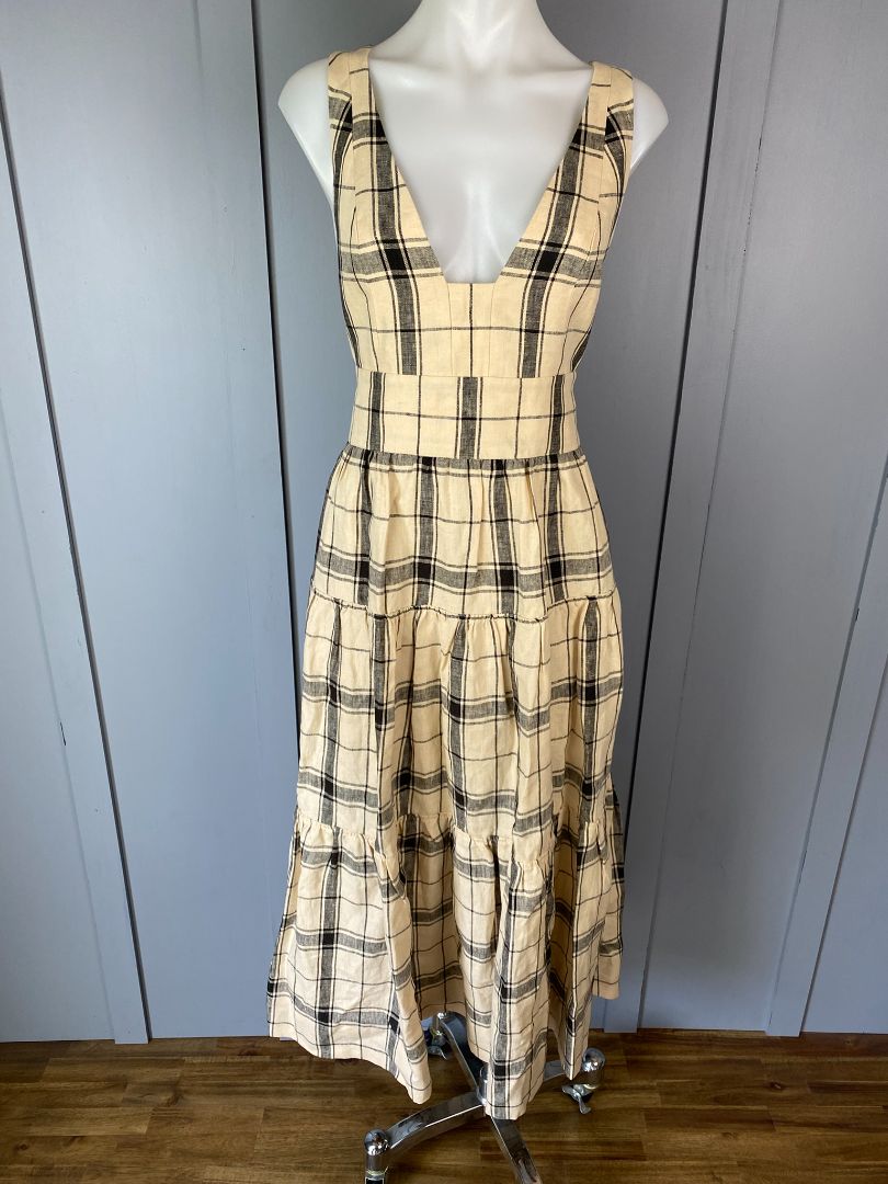 Beige & Black check Shona Joy Linen Dress, 8