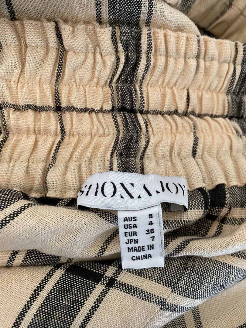 Beige & Black check Shona Joy Linen Dress, 8